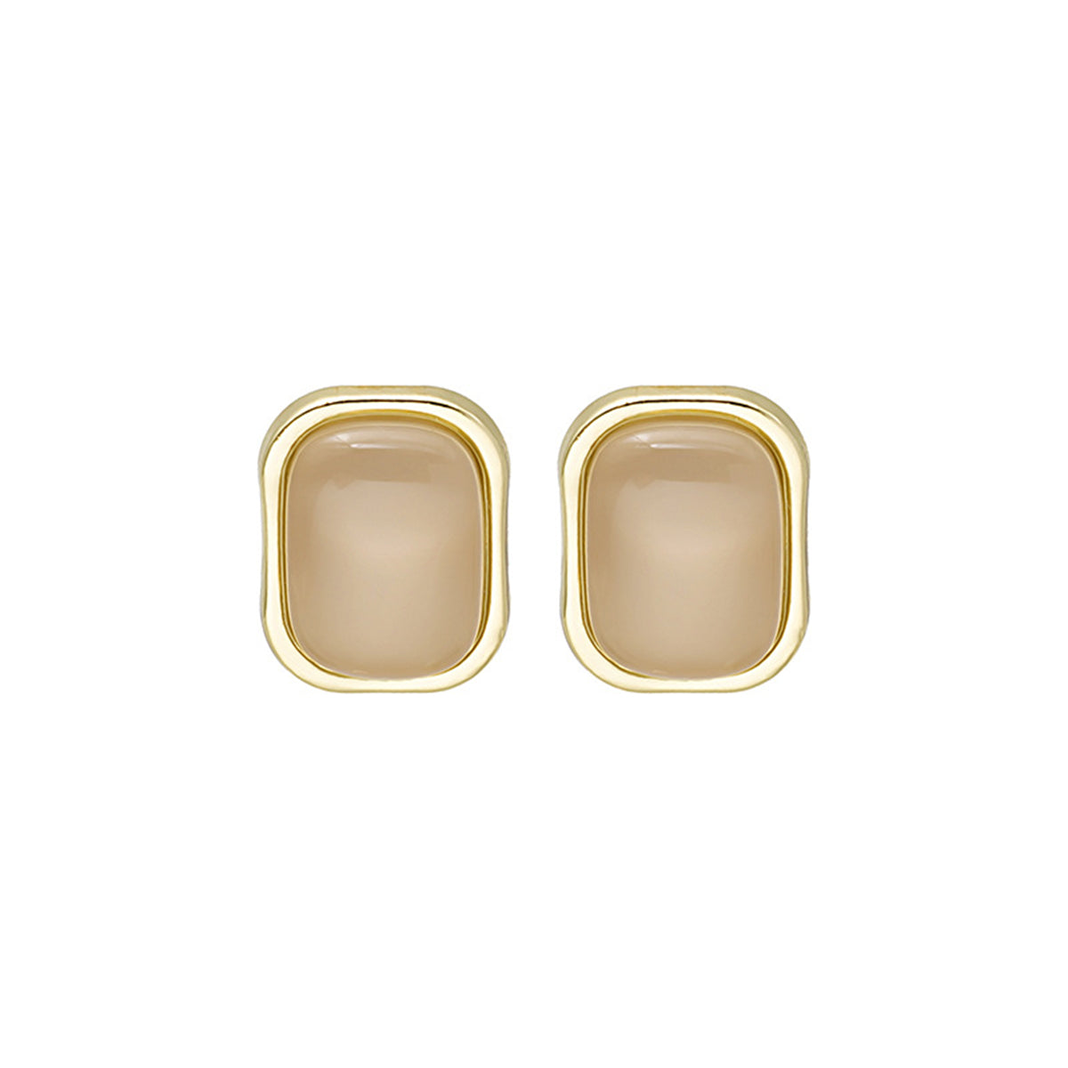 Green Resin & 18K Gold-Plated Rectangle Stud Earrings