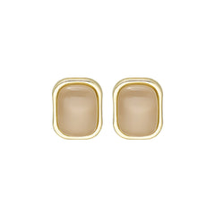 Green Resin & 18K Gold-Plated Rectangle Stud Earrings