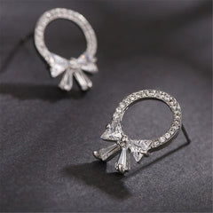 Crystal & cubic zirconia Circle Bow Stud Earrings - streetregion