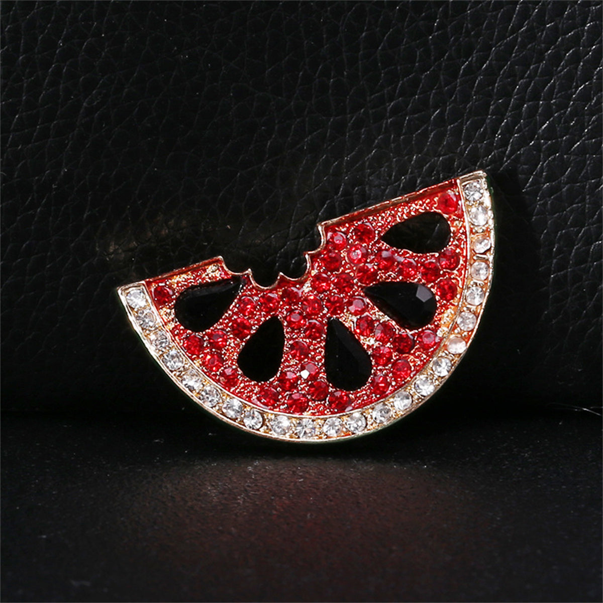 Red Cubic Zirconia & Crystal 18K Gold-Plated Watermelon Brooch