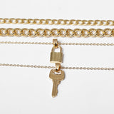 Goldtone Lock & Key Pendant Necklace Set