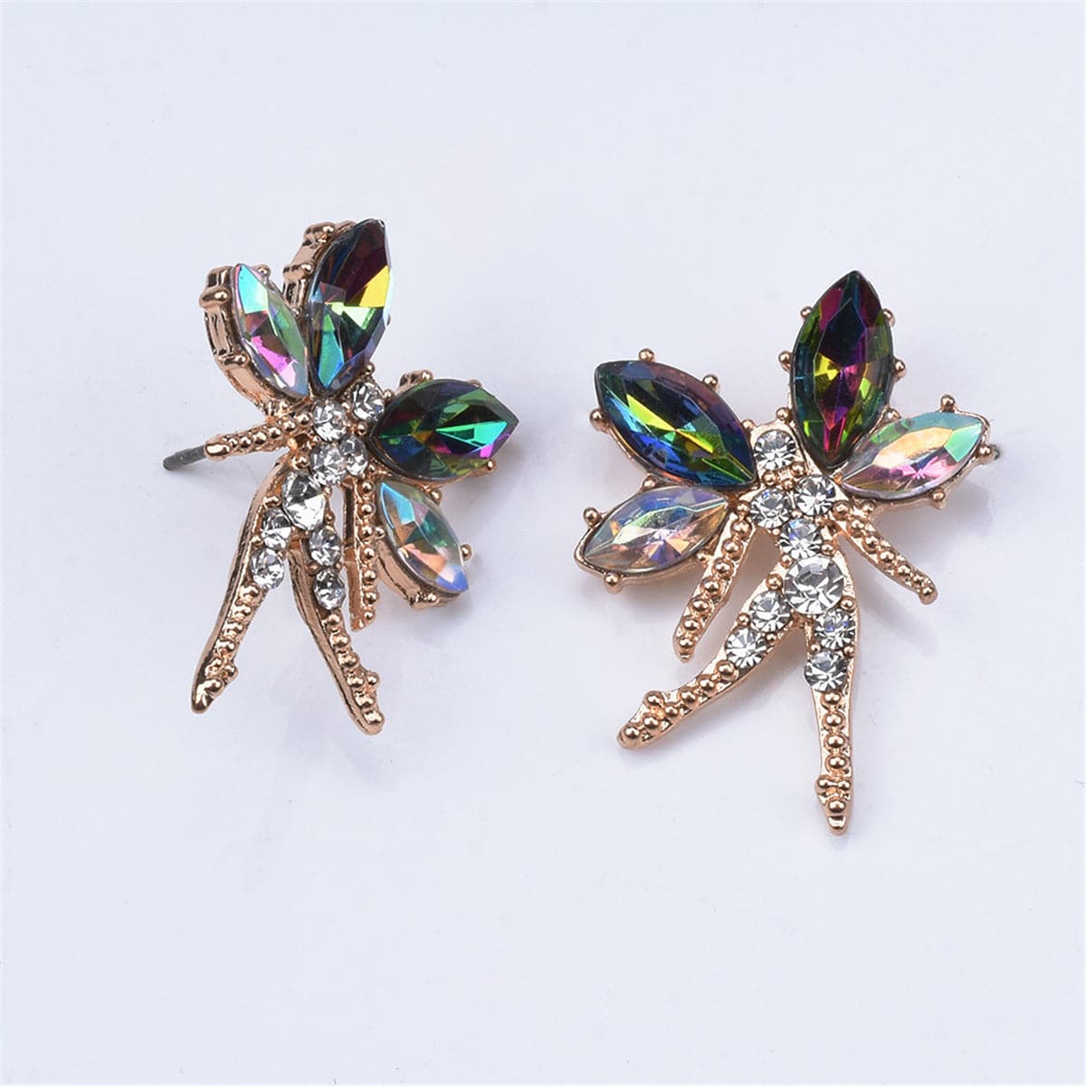 Purple Crystal & Cubic Zirconia Fairy Stud Earrings
