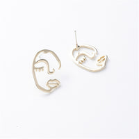 18k Gold-Plated Abstract Face Stud Earrings