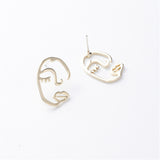 18k Gold-Plated Abstract Face Stud Earrings