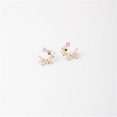 Cubic Zirconia & 18K Gold-Plated Floral Stud Earrings