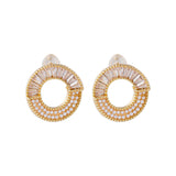 Pearl & Cubic Zirconia Round Stud Earrings