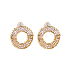 Pearl & Cubic Zirconia Round Stud Earrings