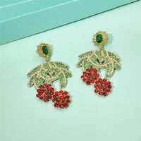 Green Cubic Zirconia & Imitation Pearl Botany Drop Earrings