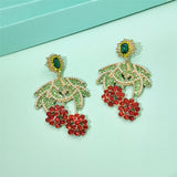 Green Cubic Zirconia & Imitation Pearl Botany Drop Earrings