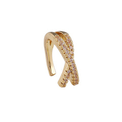 Cubic Zirconia & 18K Gold-Plated Ear Cuff
