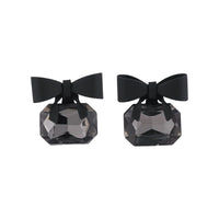 Black Crystal Bow Stud Earrings