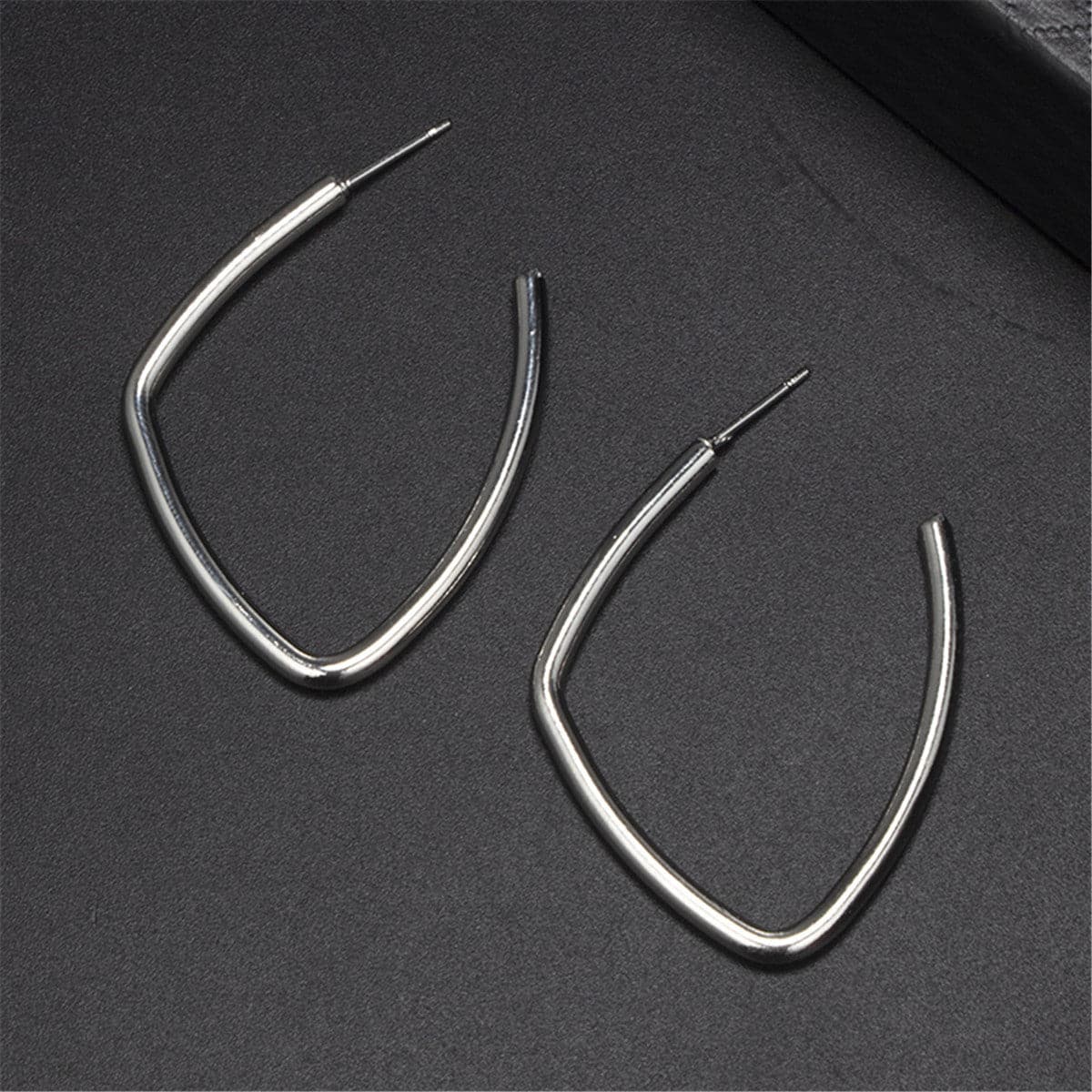 Silver-Plated Irregular Geometric Hoop Earrings