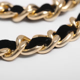 Black Velvet & Goldtone Figaro Choker Necklace