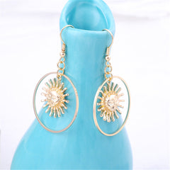18K Gold-Plated Round Sun Drop Earrings