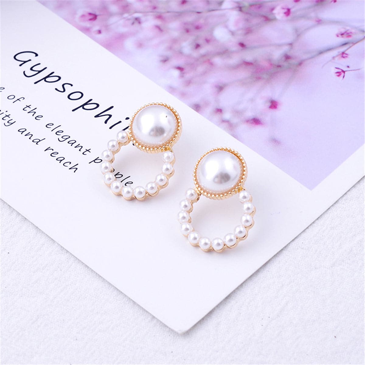 Pearl & 18K Gold-Plated Open Ring Stud Earrings