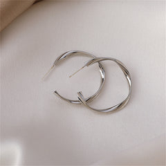 Silver-Plated Twist Open Hoop Earrings