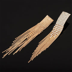 Cubic Zirconia & 18K Gold-Plated Pavé Tassel Drop Earrings