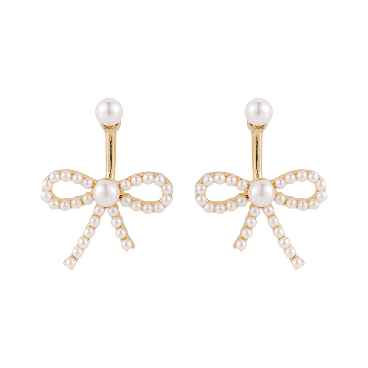 Pearl & 18K Gold-Plated Bow Ear Jackets