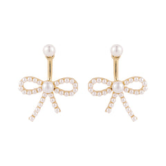 Pearl & 18K Gold-Plated Bow Ear Jackets