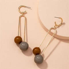 Brown Resin & 18K Gold-Plated Sphere Drop Earrings