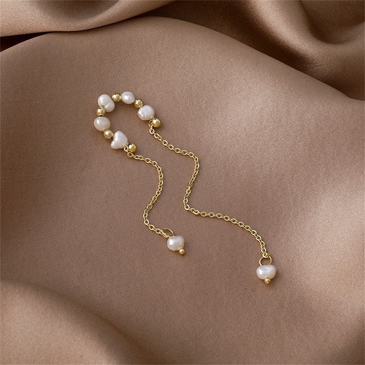 Pearl & 18K Gold-Plated Tassel Ear Cuff