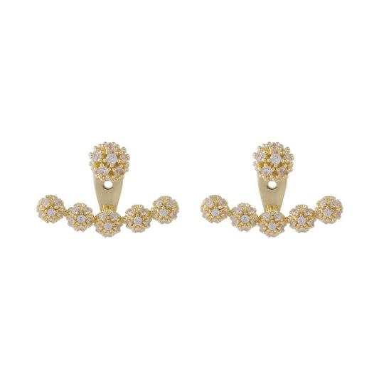 Cubic Zirconia and 18K Gold-Plated Anchor Ear Jackets, gold drop earrings for women, vintage-inspired design, front view