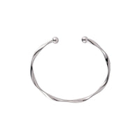 Silver-Plated Curved Waves Cuff