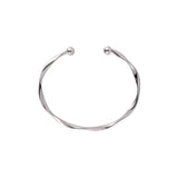 Silver-Plated Curved Waves Cuff