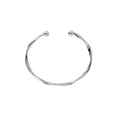 Silver-Plated Curved Waves Cuff