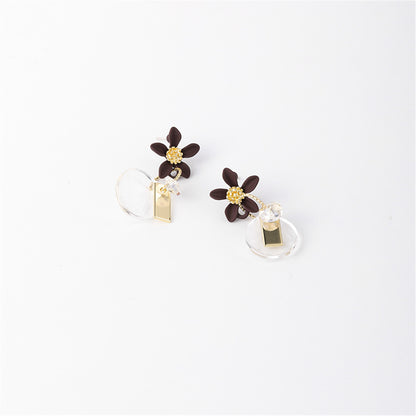 Crystal & 18K Gold-Plated Flower Drop Earrings