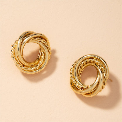 18K Gold-Plated Open Twine Stud Earrings, gold stud earrings for women, everyday style, lifestyle look