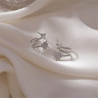 Cubic Zirconia & Silver-Plated Star Swirl Stud Earring