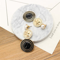 Cubic Zirconia & Imitation Pearl Circle Drop Earrings