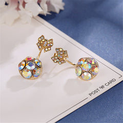 Crystal & cubic zirconia Bow-End Ball Stud Earrings - streetregion
