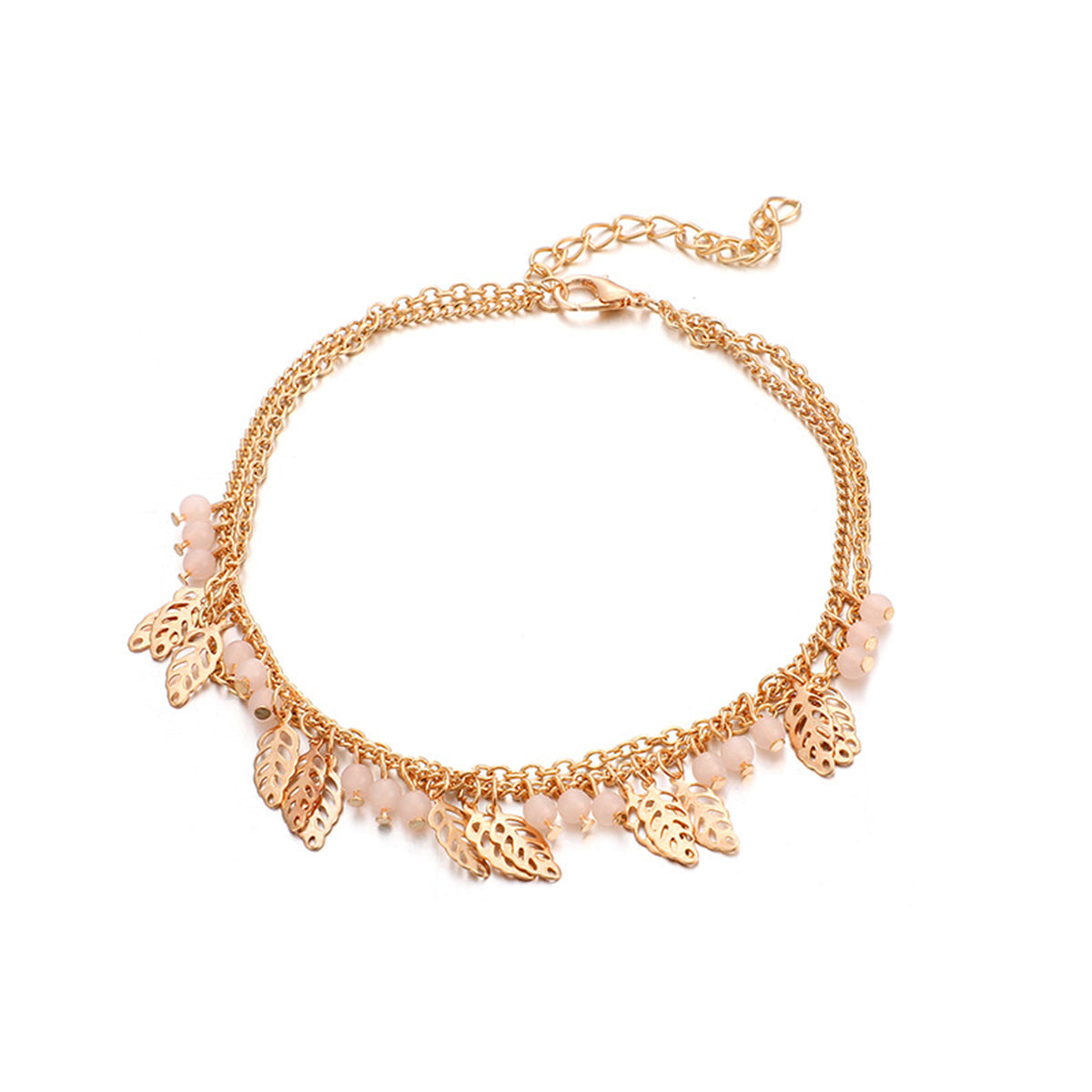 18K Gold-Plated Leaves Layered Anklet