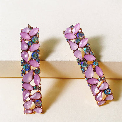 Pink Cubic Zirconia and 18K Gold-Plated Drop Earrings, gold drop earrings for women, everyday style, side view