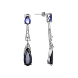 Blue Crystal & Platinum-Plated Drop Earrings