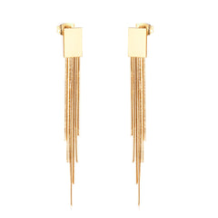 18K Gold-Plated Rectangle Tassel Drop Earrings