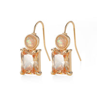 Champagne Crystal & Resin Stacked Circle Drop Earrings