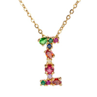 Red Multicolor Crystal & Cubic Zirconia Letter I Pendant Necklace