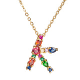 Red Multicolor Crystal & Cubic Zirconia Letter K Pendant Necklace