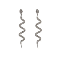 Cubic Zirconia & Silver-Plated Snake Drop Earrings