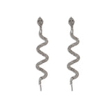 Cubic Zirconia & Silver-Plated Snake Drop Earrings