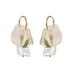 Green Acrylic & Pearl Resin 18K Gold-Plated Leaf Drop Earrings