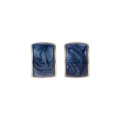 Blue Enamel & 18K Gold-Plated Curved Stud Earrings