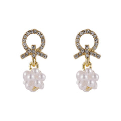 Pearl & Cubic Zirconia Pavé Cluster Drop Earrings