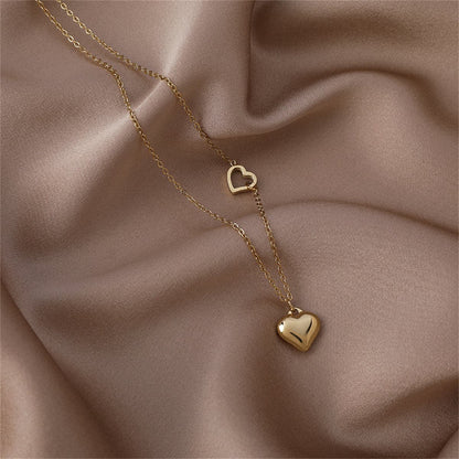 18K Gold-Plated Heart Pendant Necklace, gold pendant necklace for women, elegant gift for her, styled look