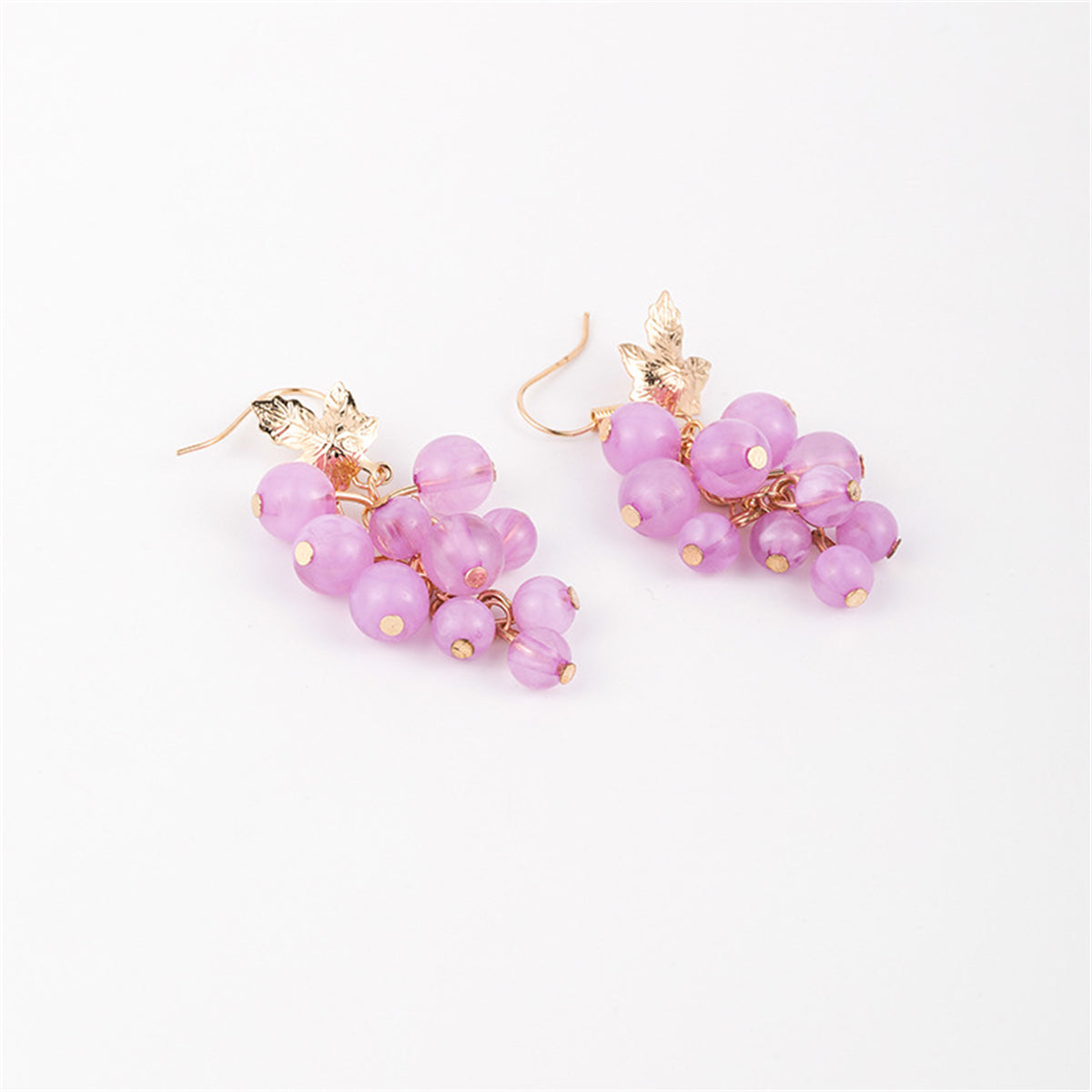 Purple Acrylic & 18K Gold-Plated Grape Drop Earrings