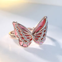 Cubic Zirconia & Rose Goldtone Butterfly Ring
