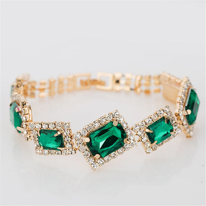 Cubic Zirconia and Crystal 18K Gold-Plated Moon and Stars Cuff Bracelet Set, gold bracelet for women, front view